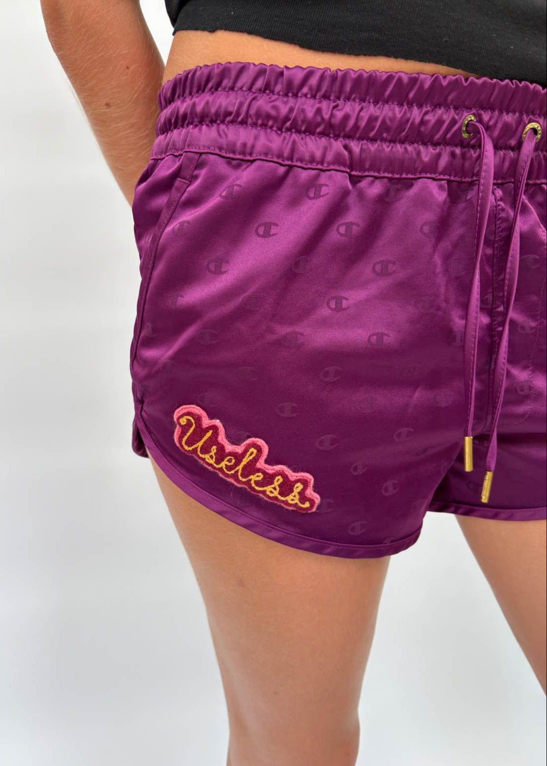Purple Satin Shorts