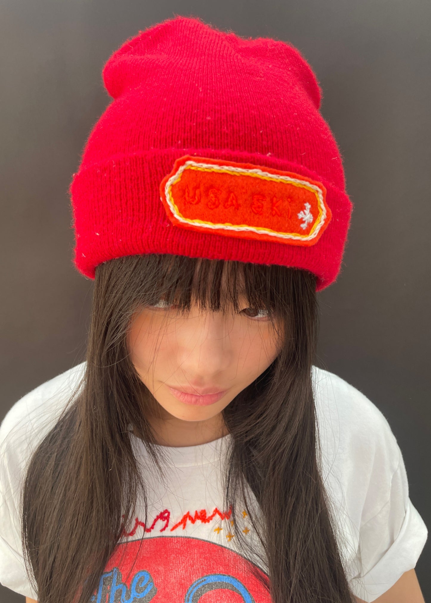 Red USA Ski Beanie