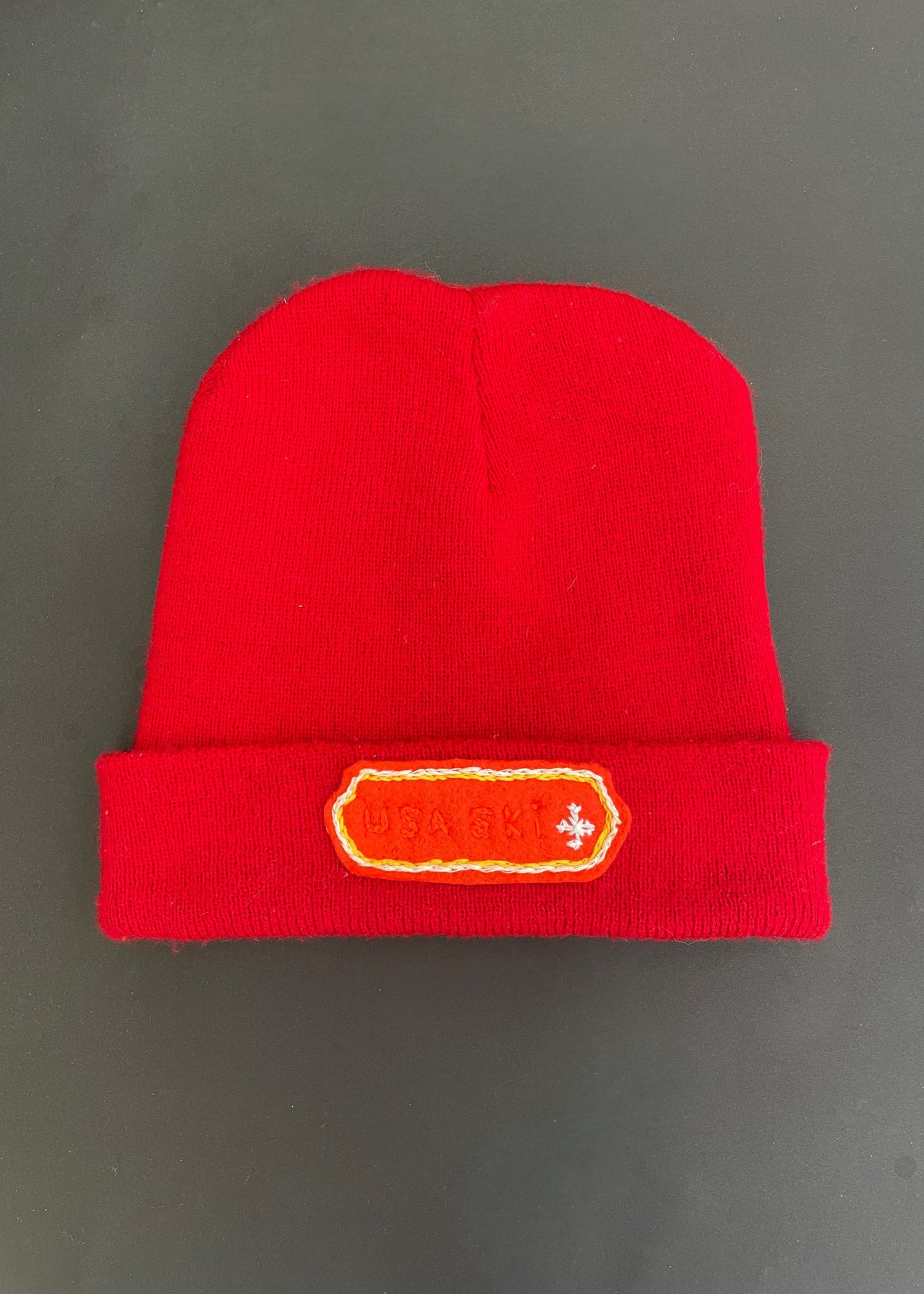 Red USA Ski Beanie