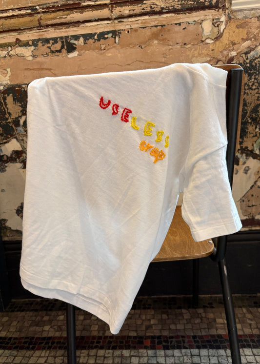 014. White T Shirt With Embroidery