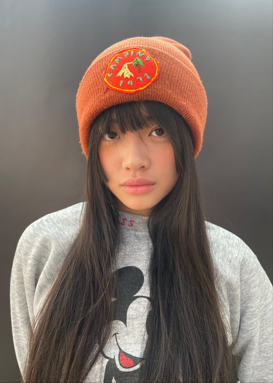 Tan Camping Patch Beanie