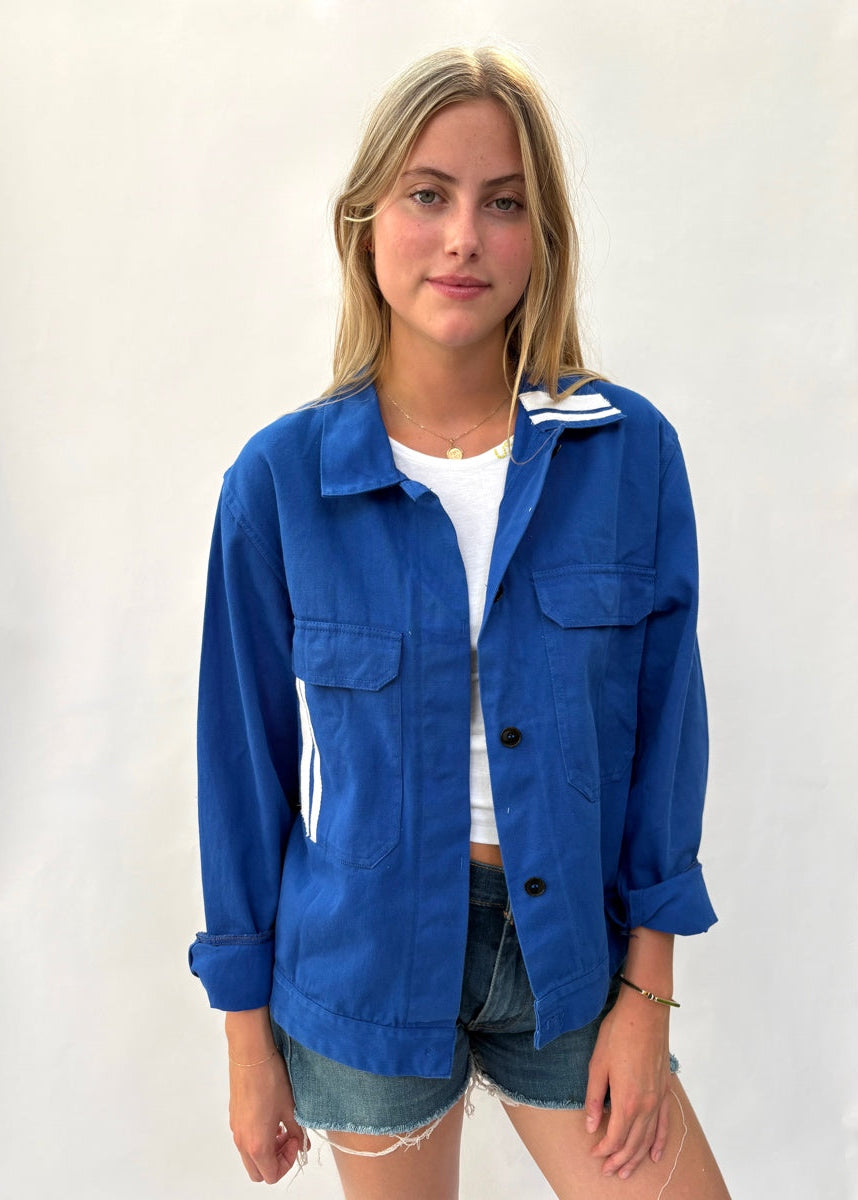006.  French Workwear Jacket White Stripes