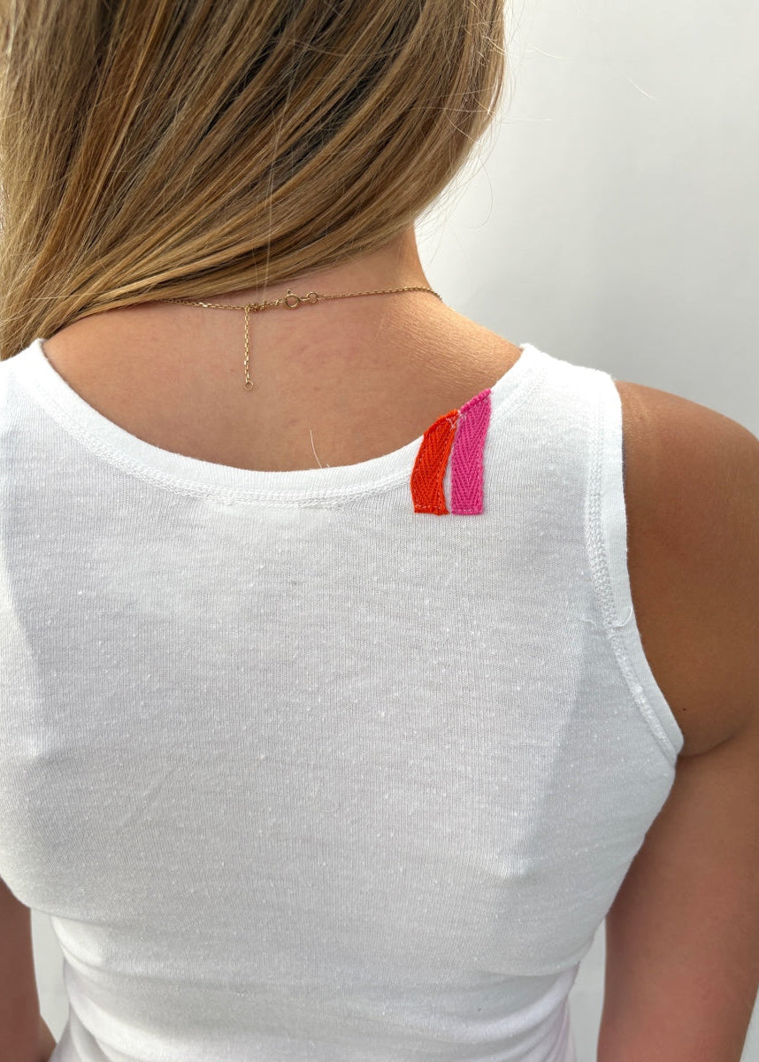 009. White Tank Neckline Logo Yellow