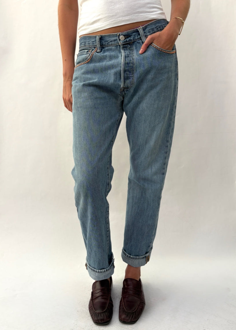 004. Zig Zag Stitch Levi's Orange/Blue